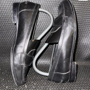 Tory Burch Pennie Low Heel Black Saffiano leather Gold Logo sz 7.5